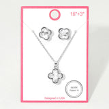 Silver Dipped Quatrefoil Stone Pendant Necklace