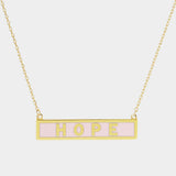 HOPE Gold Dipped Enamel Rectangle Message Pendant Necklace