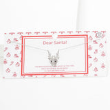 White Gold Dipped CZ Rudolph Pendant Necklace
