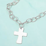 18K Gold Dipped Chunky Cross Pendant Oval Link Chain Statement Necklace
