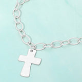 18K Gold Dipped Chunky Cross Pendant Oval Link Chain Statement Necklace