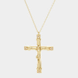 Gold Dipped CZ Embellished Jesus death on the Cross Pendant Necklace