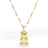 Gold Dipped Metal Bear Pendant Necklace