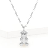 White Gold Dipped Metal Bear Pendant Necklace