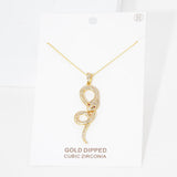 Gold Dipped CZ Snake Pendant Necklace
