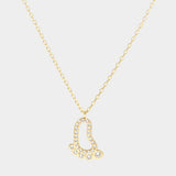Gold Dipped CZ Footprint Pendant Necklace
