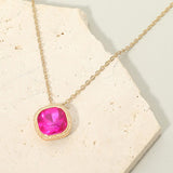 Square Stone Bezel Pendant Necklace