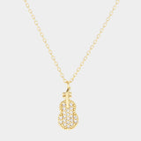 Gold Dipped CZ Violin Pendant Necklace