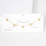 BRAVE Gold Dipped Metal Message Pendant Station Necklace