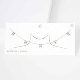 BRAVE White Gold Dipped Metal Message Pendant Station Necklace