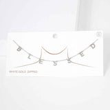 BLESSED White Gold Dipped Metal Message Pendant Station Necklace