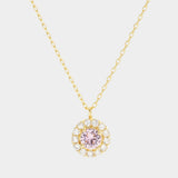 Gold Dipped CZ Round Pendant Necklace