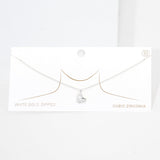 White Gold Dipped CZ Embellished Sailboat Pendant Necklace