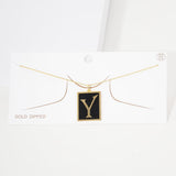 -Y- Gold Dipped Enamel Rectangle Initial Monogram Pendant Necklace