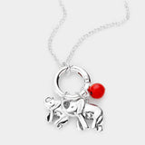 Metal Elephant Bead Ball Pendant Necklace