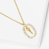 -Y- Gold Dipped Metal Initial Monogram Rhinestone Oval Link Pendant Necklace