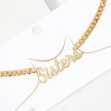 Sister Message Pendant Gold Dipped Metal Necklace
