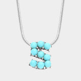 -S- Natural Stone Initial Monogram Pendant Necklace