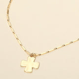 Hammered Metal Cross Pendant Bar Link Chain Necklace