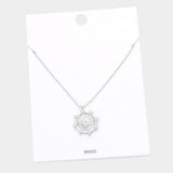 Brass Metal Rhinestone Embellished North Star Pendant Necklace