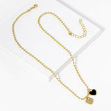 Gold Dipped Double Heart Pendant Bubble Chain Necklace