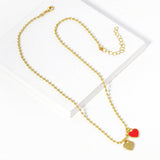 Gold Dipped Double Heart Pendant Bubble Chain Necklace