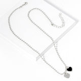 Gold Dipped Double Heart Pendant Bubble Chain Necklace