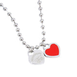 Gold Dipped Double Heart Pendant Bubble Chain Necklace