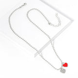Gold Dipped Double Heart Pendant Bubble Chain Necklace