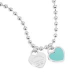 Gold Dipped Double Heart Pendant Bubble Chain Necklace