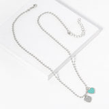 Gold Dipped Double Heart Pendant Bubble Chain Necklace