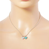 Gold Dipped Double Heart Pendant Bubble Chain Necklace