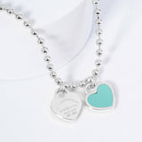 Gold Dipped Double Heart Pendant Bubble Chain Necklace