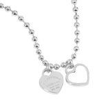 Gold Dipped Double Heart Pendant Bubble Chain Necklace