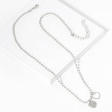 Gold Dipped Double Heart Pendant Bubble Chain Necklace