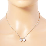 Gold Dipped Double Heart Pendant Bubble Chain Necklace