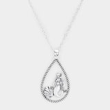 Mermaid Shell Accented Open Teardrop Pendant Necklace