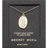 SECRET BOX_14k Gold Dipped St. Joan Of Arc Pendant Necklace