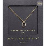 -D- Secret Box _ 14K Gold Dipped CZ Initial Monogram Pendant Necklace