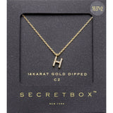 -H- Secret Box _ 14K Gold Dipped CZ Initial Monogram Pendant Necklace