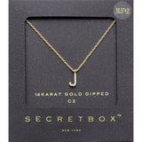 -J- Secret Box _ 14K Gold Dipped CZ Initial Monogram Pendant Necklace