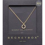 -O- Secret Box _ 14K Gold Dipped CZ Initial Monogram Pendant Necklace