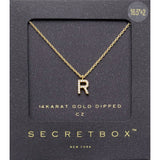 -R- Secret Box 14K Gold Dipped Cubic Zirconia Initial Monogram Pendant Necklace