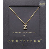 -Z- Secret Box _ 14K Gold Dipped CZ Initial Monogram Pendant Necklace