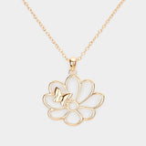 Metal Cutout Flower Butterfly 
 Pendant Necklace