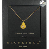 SECRET BOX_14K Gold Dipped CZ Embellished Enamel Avocado Pendant Necklace