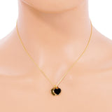 Enamel Metal Double Heart Pendant Necklace