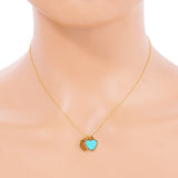 Enamel Metal Double Heart Pendant Necklace