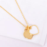 Enamel Metal Double Heart Pendant Necklace