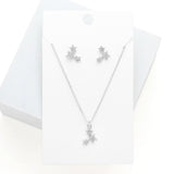 Rhinestone Embellished Triple Star Pendant Necklace